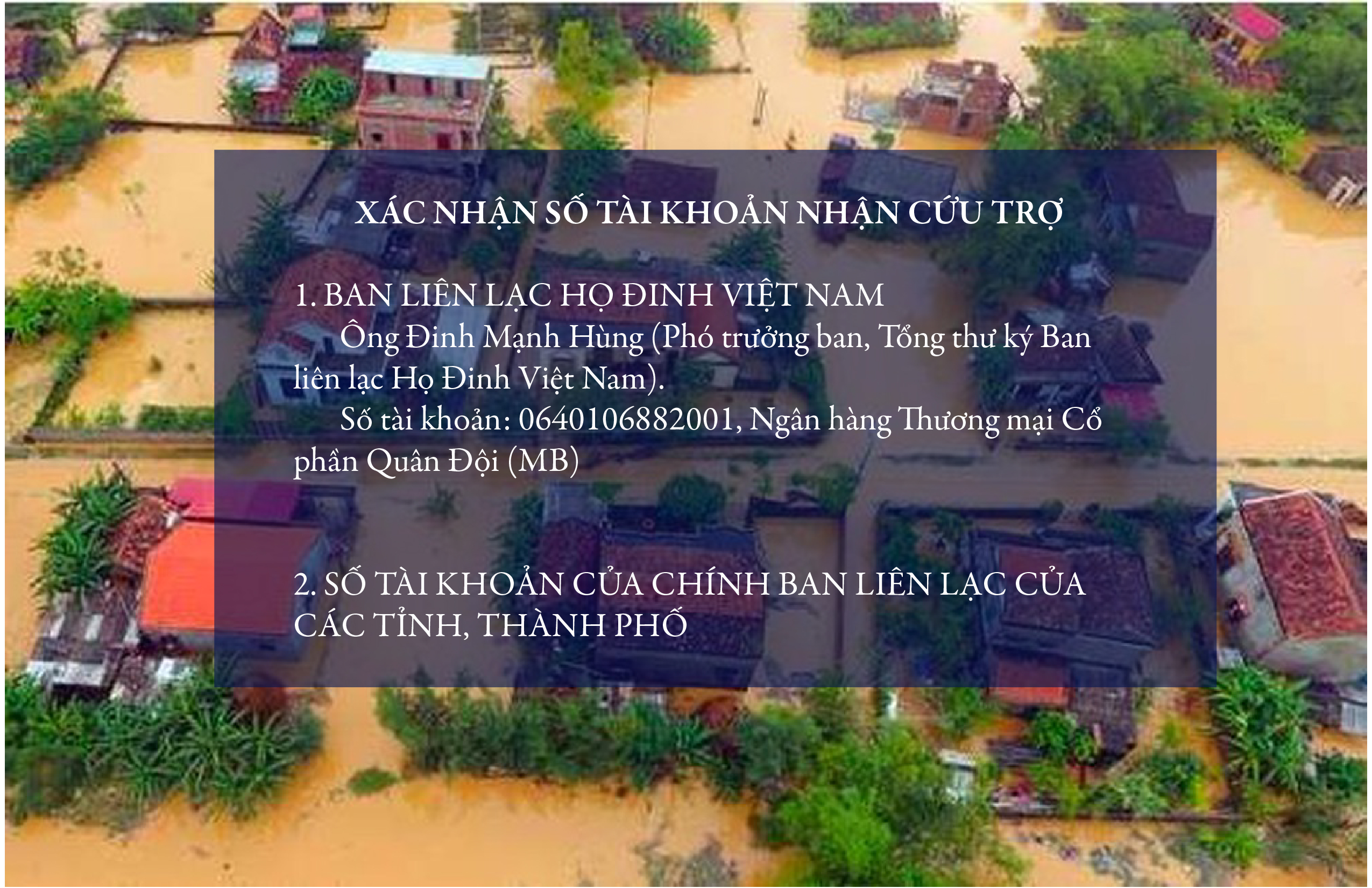 THÔNG BÁO KHẨN VỀ CỨU TRỢ LŨ LỤT ĐỒNG BÀO MIỀN TRUNG